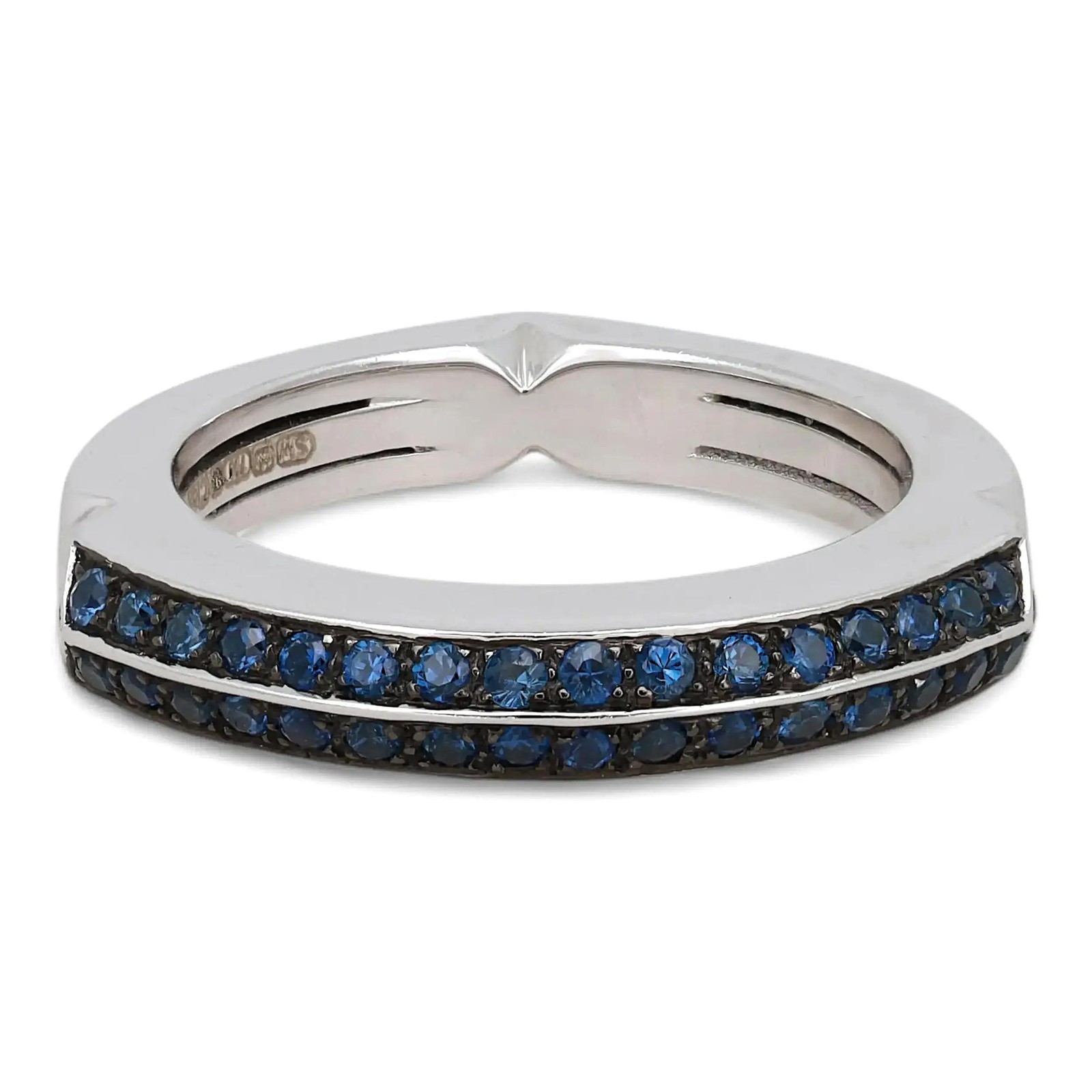 Stephen Webster Blue Sapphire Band Ring 18K White Gold Size 6.5