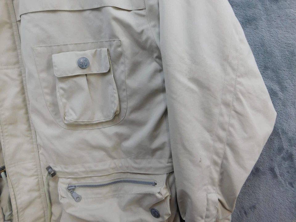 Vintage Structure Jacket Mens XL Suede Patches Utility Pockets Coat 90s - Image 3 of 4