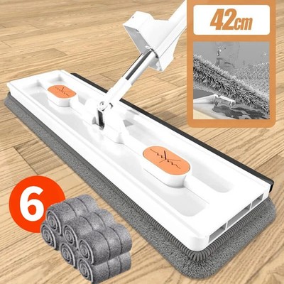 42cm Flachmopp mit Edelstahlgriff und Drehrad für Bodenreinigung