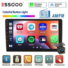 9" Double 2DIN Apple CarPlay Car Stereo Touch Screen Radio Android Auto w/Camera