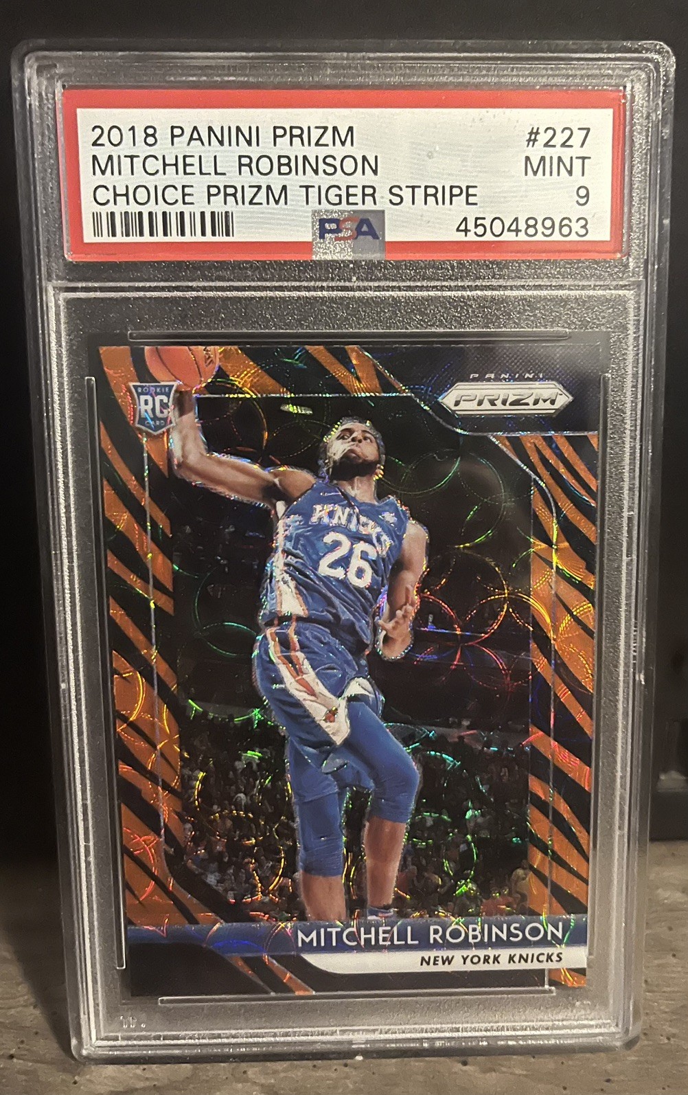 2018 Panini Prizm Choice Mitchell Robinson Tiger Stripe Rookie SSP PSA 9