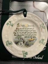 Belleek Ireland Irish Blessing Christmas Ornament #2906 - 3.25" Dia Fine China