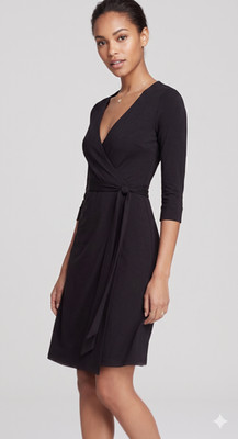 Diane von Furstenberg Black Long Sleeve Wrap Dress Size 0 Classic Office
