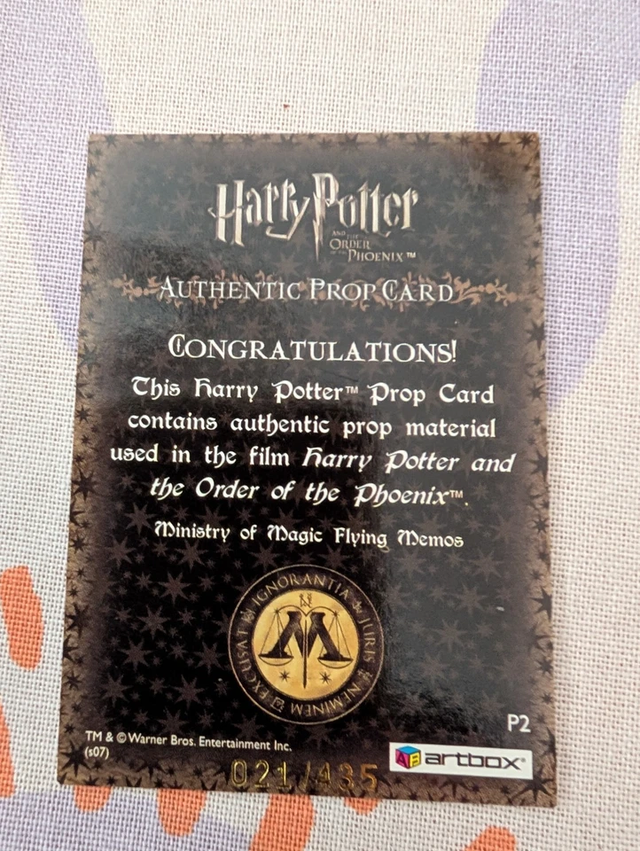 Harry Potter OOTP Phoenix Prop Card Ministry Of Magic Flying Memos P2 021/435  - Image 4 of 4
