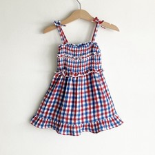 Cat Jack Girls Sundress 18M Gingham Red White Blue Ruffle Dress 4th of July