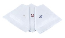 Monogrammed Handkerchiefs for Men - Soft Cotton 12x12 Inches - Initial M