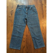 Lee Relaxed Straight Leg Jeans Womens 16 Short Medium Wash Stretch Denim Pants