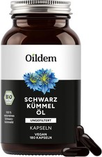 Oildem Bio Schwarzkümmelöl Kapseln vegan (ungefiltert)