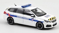 Norev Peugeot 308 Sw 2018 Police Municipale Blue & Yellow Striping 1:43