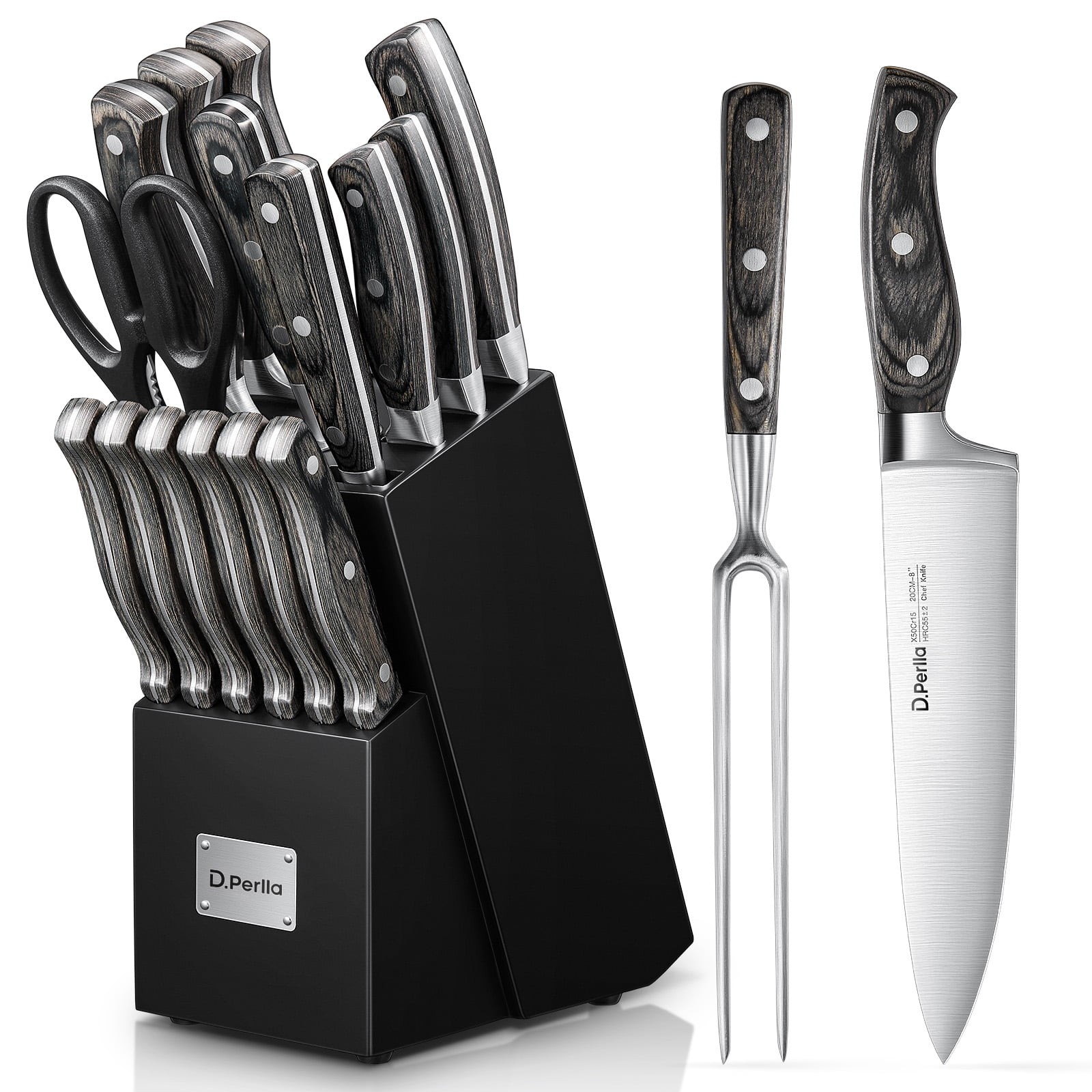 DPerlla SD-S278 Knife Set 16 Pieces German Stainless Steel Knife Set with 11690₽