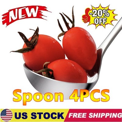 4pc stainless steel spoons - Long handle design, suitable for soups and porridge