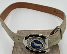 NOCONA COWBOY BELT CO. Genuine Ostrich Men’s 38 Horseshoe/Horse Medallion BUCKLE