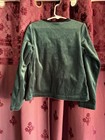 Vintage Girls' Dark Green Velvet Cardigan with Rose Embroidery Size 7/8 — photo 6