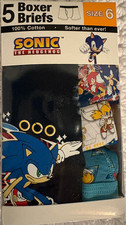 Sonic the Hedgehog Boys Boxer Briefs 5-Pack Size 6 100 Cotton Multicolor