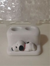 Snoopy Peanuts Toothbrush Stand 2-Pc White Cartoon Figurine Multi-purpose