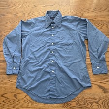 Vintage 1980s Manhattan Dress Shirt Mens 16.5 34 Long Sleeve USA Made