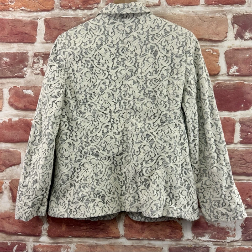 Blazer de Colección Appleseeds para Mujer 14P Blanco Encaje Jersey Forrado Informal Chaqueta de Carrera Foto 4 de 4