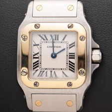 Santos de Cartier Watch Galbée 18K Yellow Gold & Steel 24mm 1567 BOX & PAPER