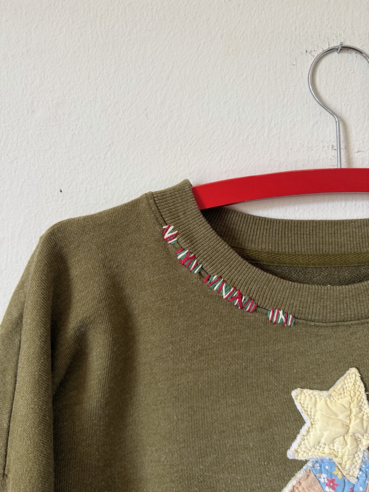 Upcycled Patchwork Quilted Christmas Tree Sweatsh… - image 3