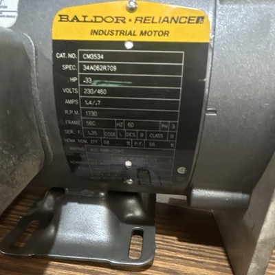 Baldor Reliance CM3534 Three Phase Induction Motor 0.33 HP 230/460V 1730RPM TEFC