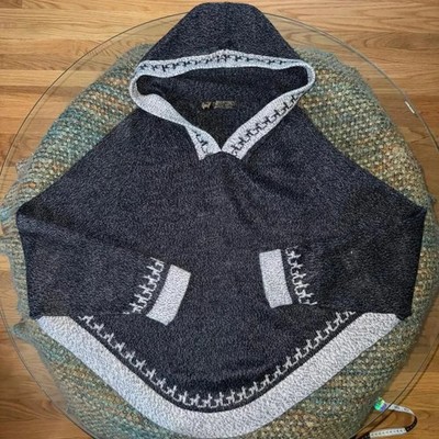 100% Alpaca Hooded Poncho Sweater Scarlett May R U Made in Peru Buttery Soft S/M