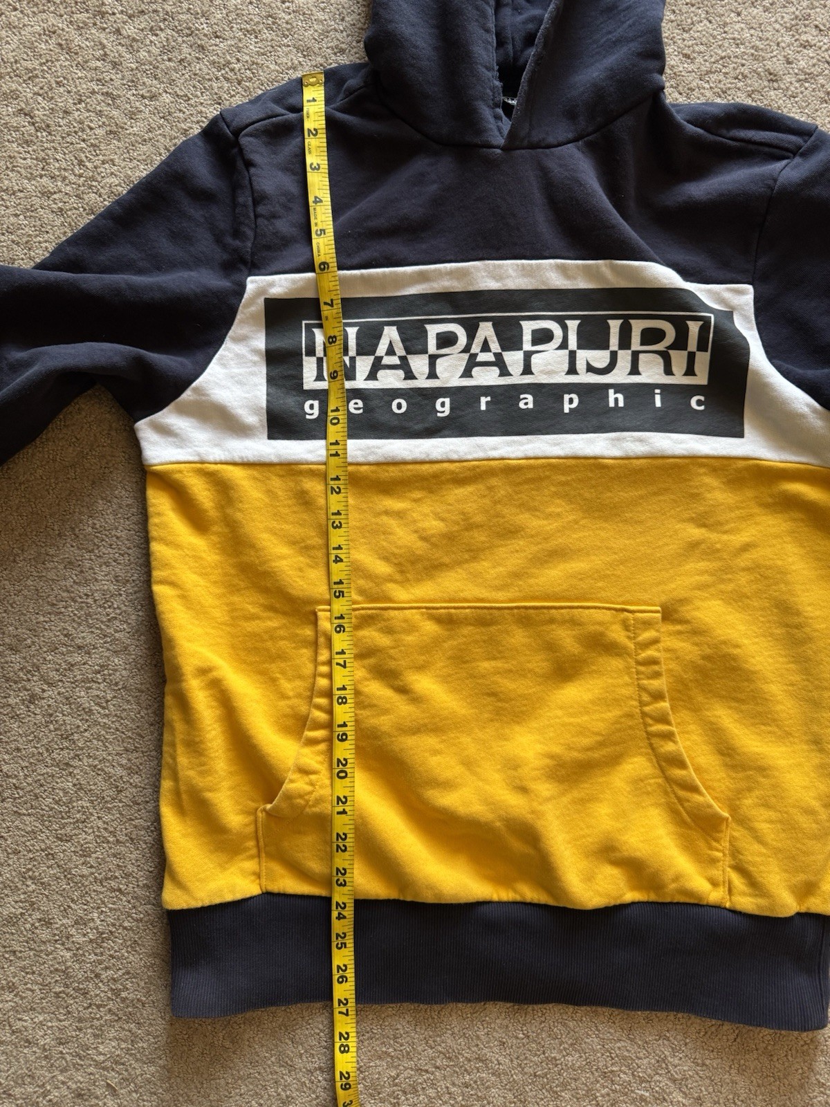 Napapijri Geographic Men’s Hoodie Sweatshirt  Logo Colorblock Cotton Large