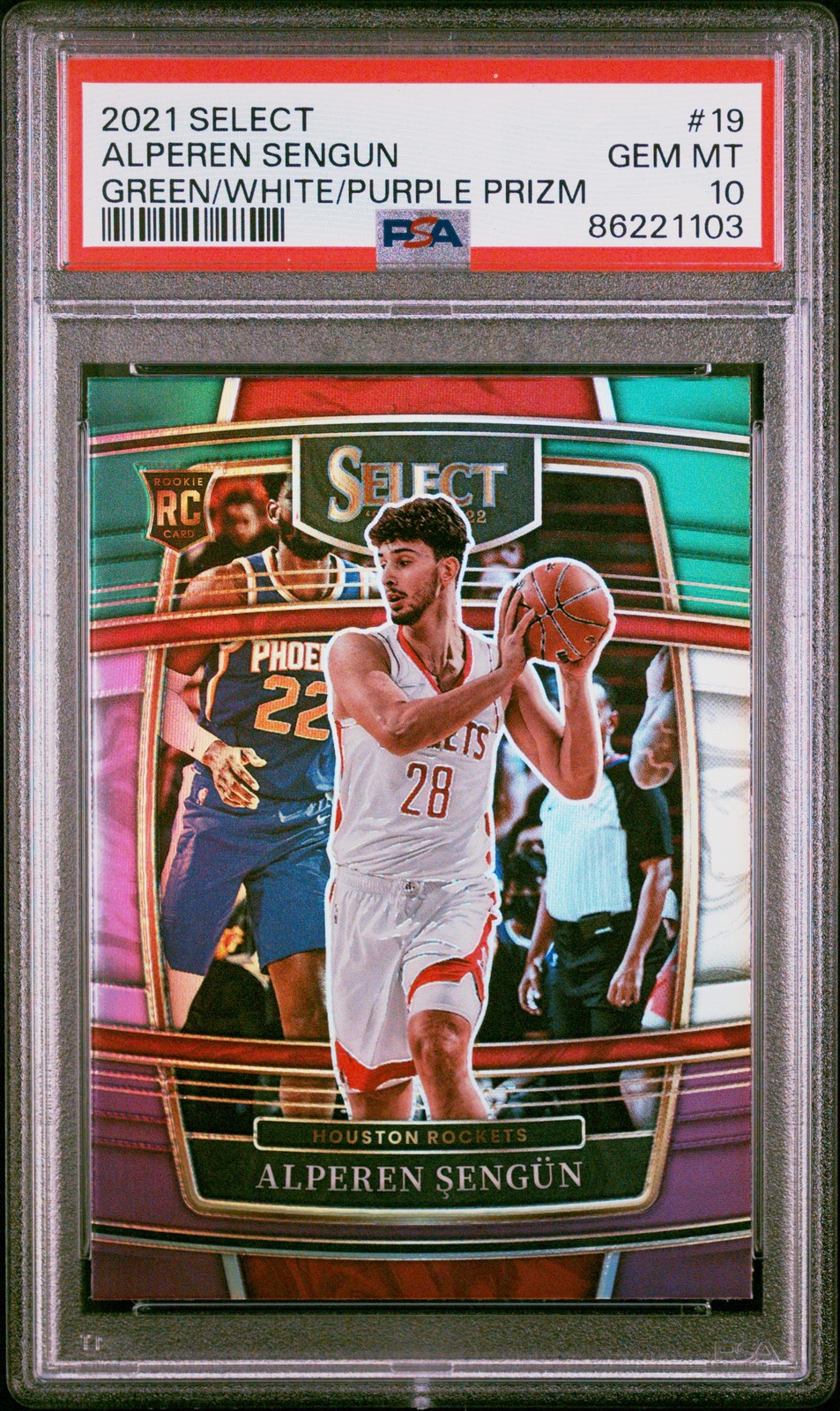2021-22 Panini Select #19 Alperen Sengun Green White Purple Prizms PSA 10