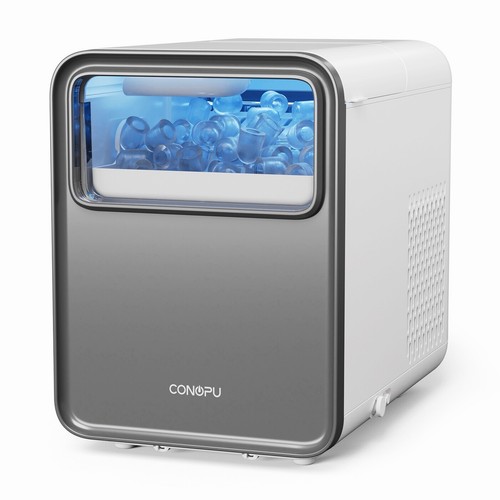 CONOPU Countertop Ice Maker Self-Cleaning 2 Settings 1.5L 160W White/Grey