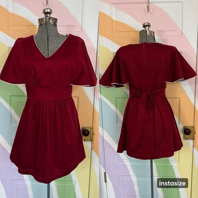Jolie & Elizabeth Fit & Flare Dress Flutter Sleeve Tie Back Mini Dress Sz S   