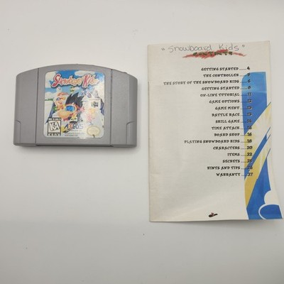 Snowboard Kids N64 NUS-006 (Nintendo 64, 1997) Game Cartridge and Partial Manual