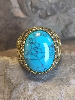 Herren Ring Gr 55 in Gold Marmor Design Antikdesign Osmane Sultan Araber Osman
