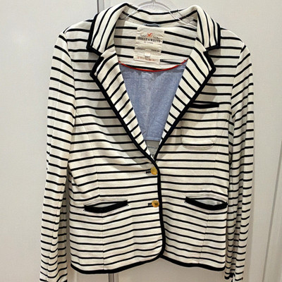 Holly & Whyte by Lindex Women s Black White Striped Button Lined Blazer L