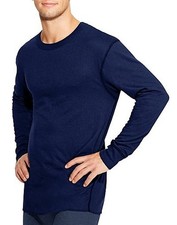 Duofold Men's Mid-Weight Wicking Crew Neck Active Base Layer Navy Blue Medium