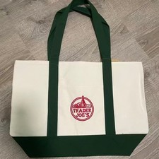 Trader Joe s- Canvas Large Green Shopping Bag Tote