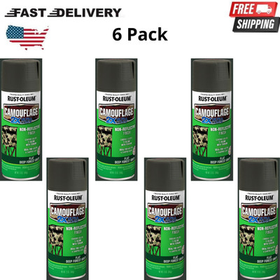 6 Pack Black, Rust-Oleum Camouflage 2X Ultra Cover Spray Paint, 12 Ounce