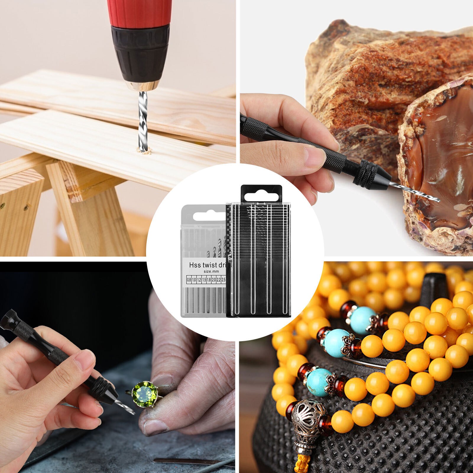 31PCS Precision Pin Vise Hobby Micro Drill Bits Mini Micro Hand Rotary Tools Set