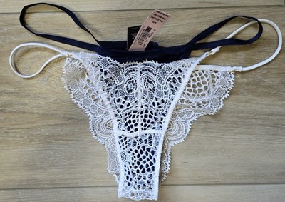 NWT Victoria's Secret Coconut Silky Smooth Crochet Layered Cheekini Panties S
