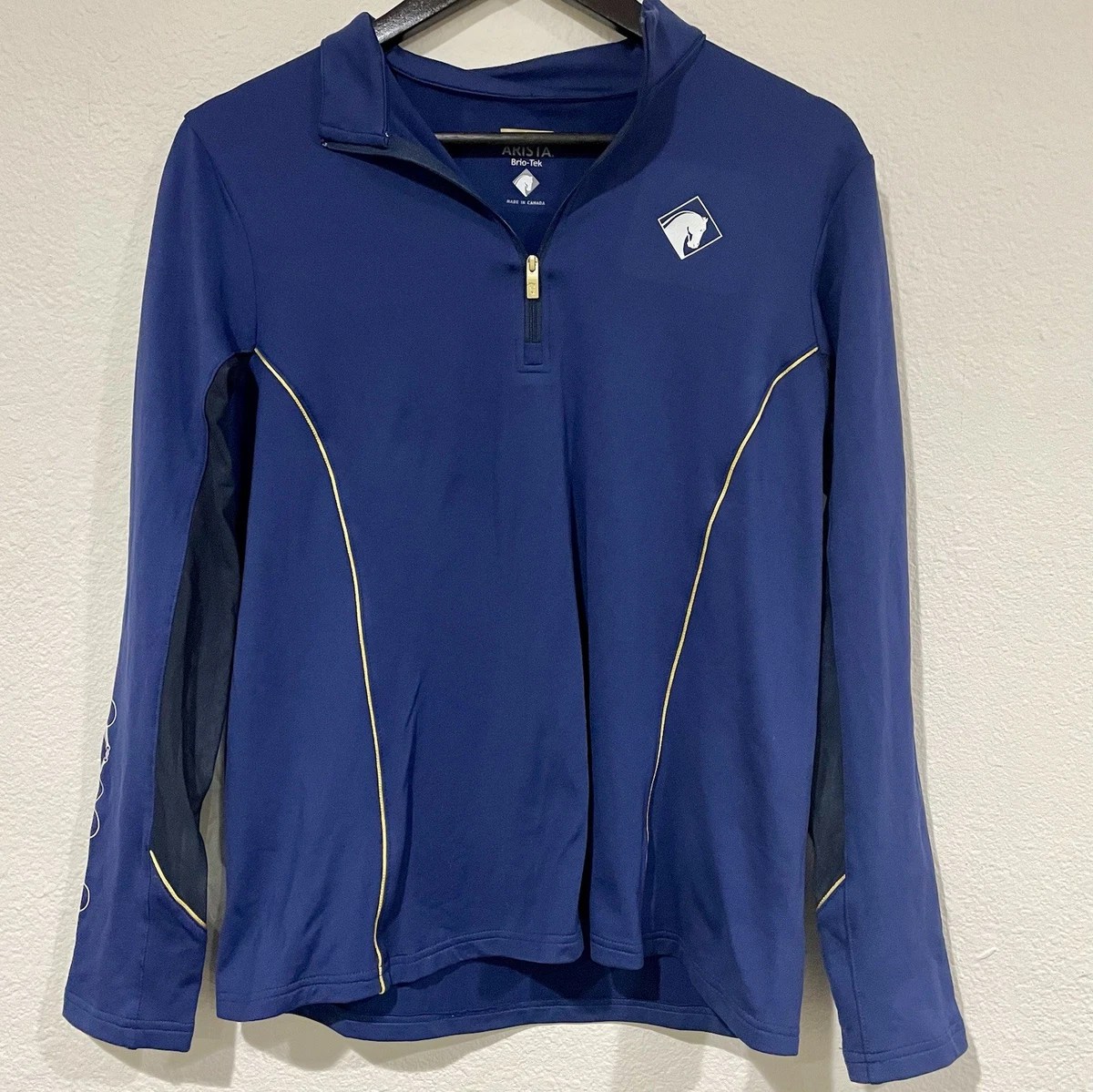 Chemise Soleil Manches Longues Arista Equestrian - Blanc/bleu - 1/4 Zip - Excellent état