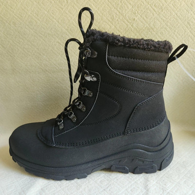 All In Motion Men's 9 Black Waterproof Snow Winter Faux Fur Lined Boots Lace Up