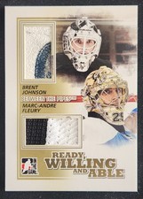 2010-11 ITG Between Pipes Ready Willing & Able Gold Relics /10 Marc-Andre Fleury
