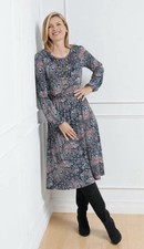 NWT Talbots Women’s Size PXL Teal Paisley Polyester Blend Fit & Flare Dress