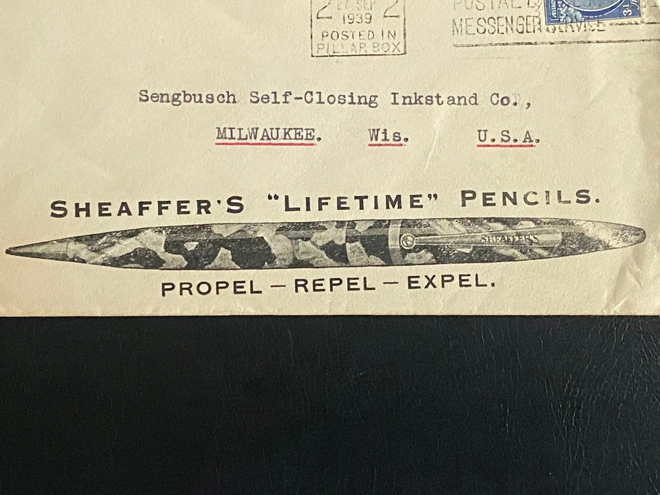 AUSTRALIA SEPT 1939 ADVERTISING COVER: SHEAFFER'S LIFETIME PENCILS    - Image 3 of 4