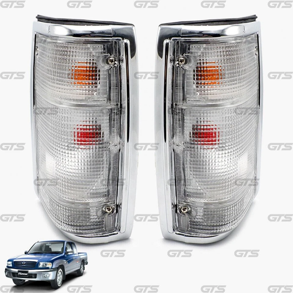 Set Chrome Rear Tail Light Lamp For Mazda B2000 B2200 B2500 Pickup 1989 - 1997 - Image 2 of 4