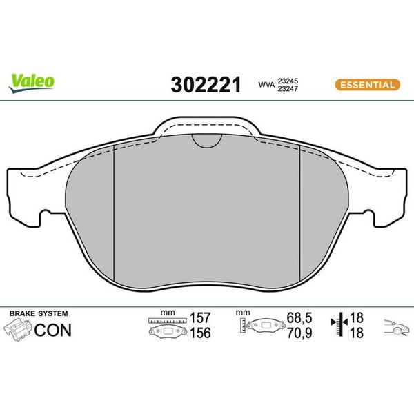 Valeo 302221 Bremsbelagsatz FüR Renault Laguna I Scenic BG0 1 KG0 1 JA0 1 FA0-image