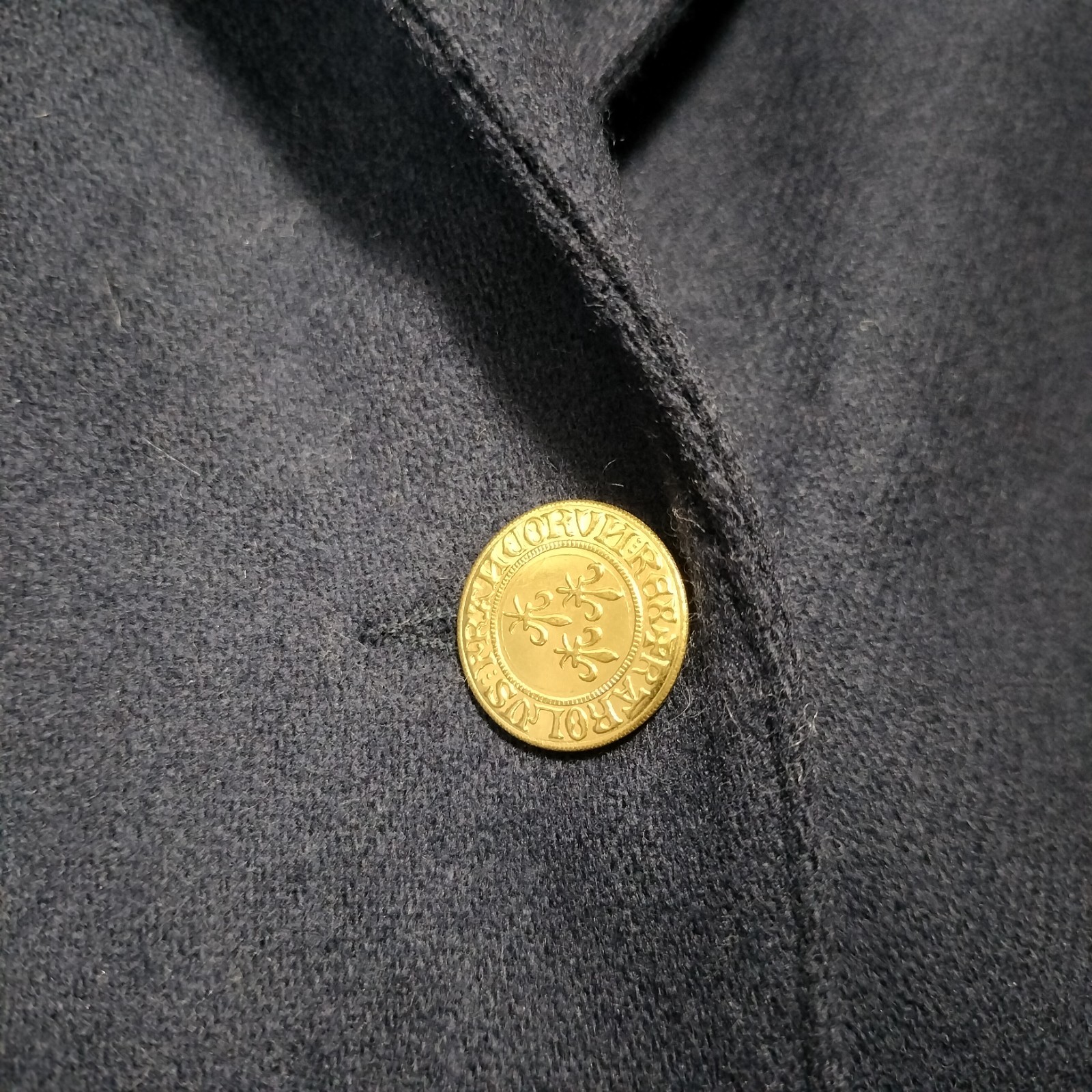 Devon Dark Navy Blue Gold Button Wool Blazer Jack… - image 5