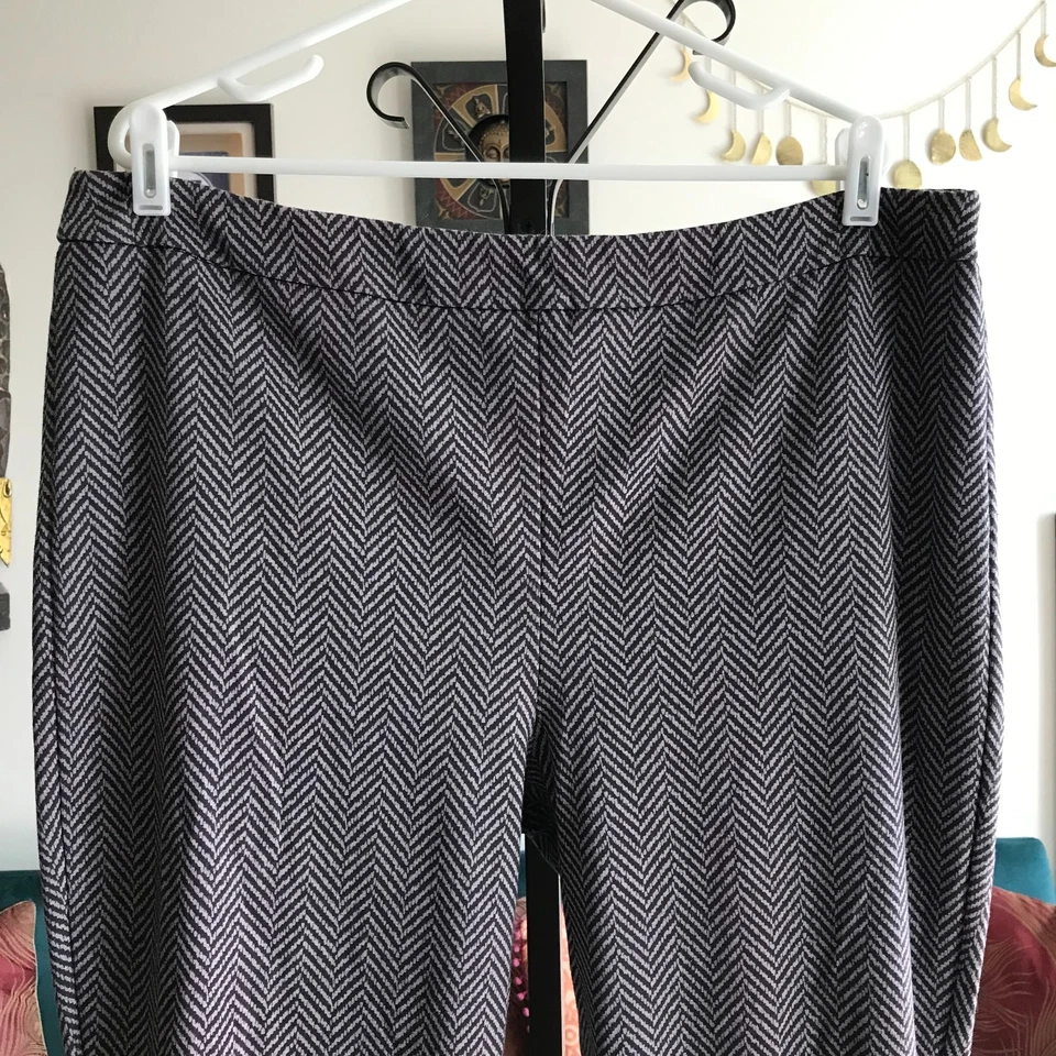 Pantalones JOAN RIVERS Talla XL Gris Estampado Espiga Elastizados Tejido Ponte Foto 2 de 4