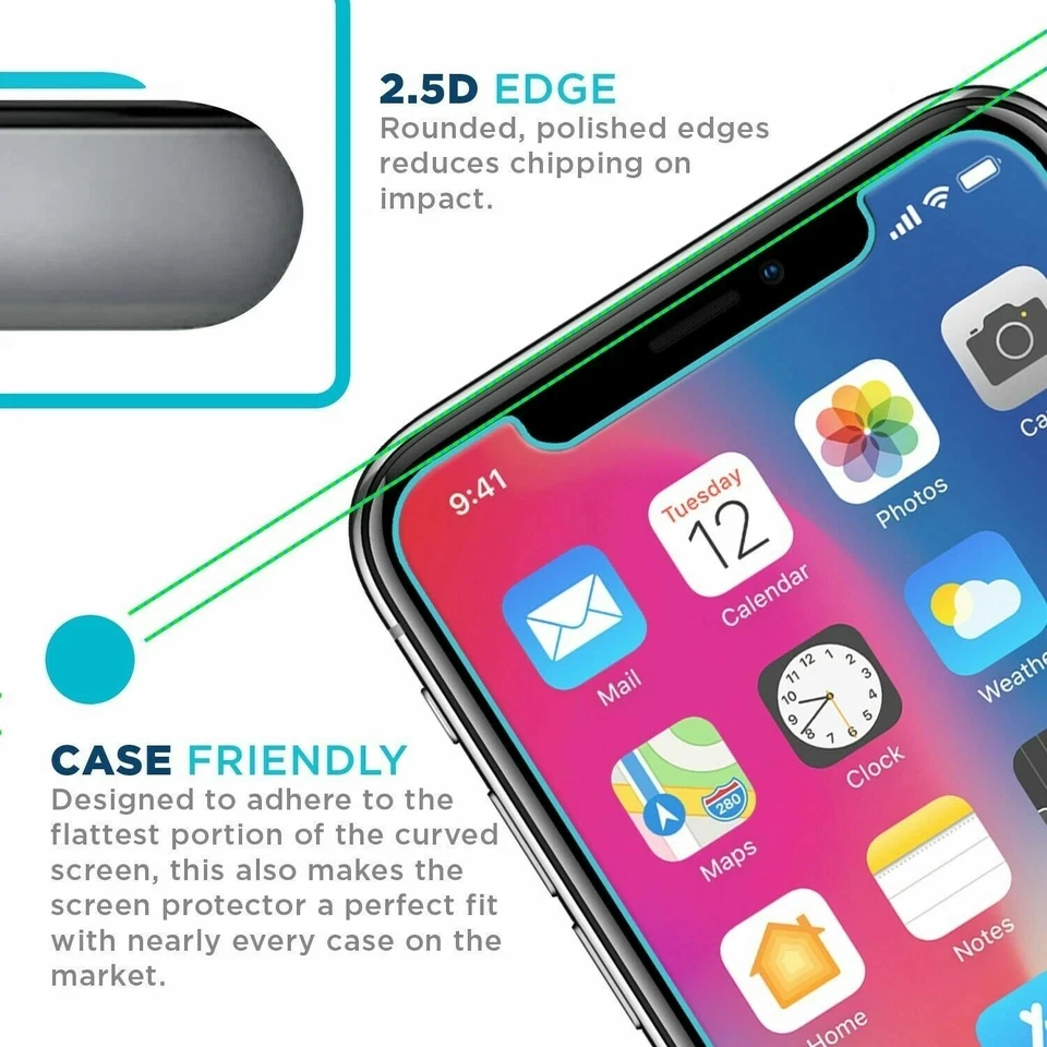 Screen Protector Tempered Glass For iPhone 14 13 12 11 Pro Max Mini XR XS X SE 2 - Image 2 of 4