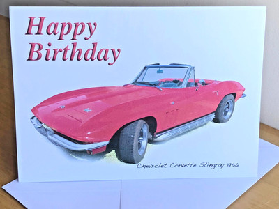 Chevrolet Corvette Stingray 1966 - 5 x 7 Zoll Geburtstag, Jubiläum oder einfache Karte