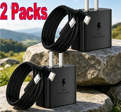 2P 6ft Type 45W USB-C Super Fast Wall Charger For Samsung Galaxy S24 S23 S22 S21