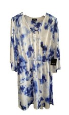Simply Vera Wang Dress XL Peasant MIDI Blue & White Watercolor NWT Lined